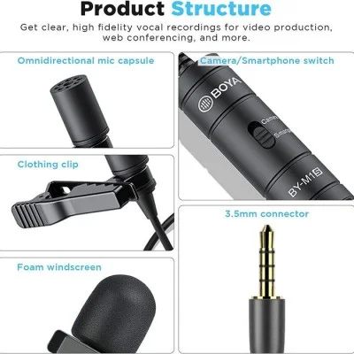 BOYA OMNI Directional Lavalier Microphone - Black